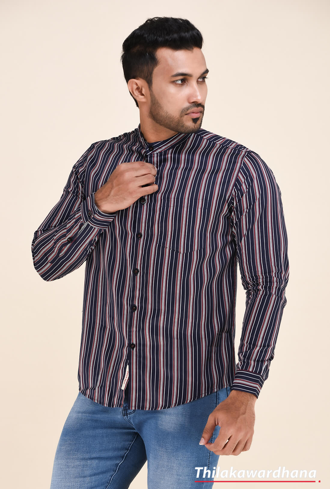 Long Sleeve Striped Printed Shirt – Thilakawardhana