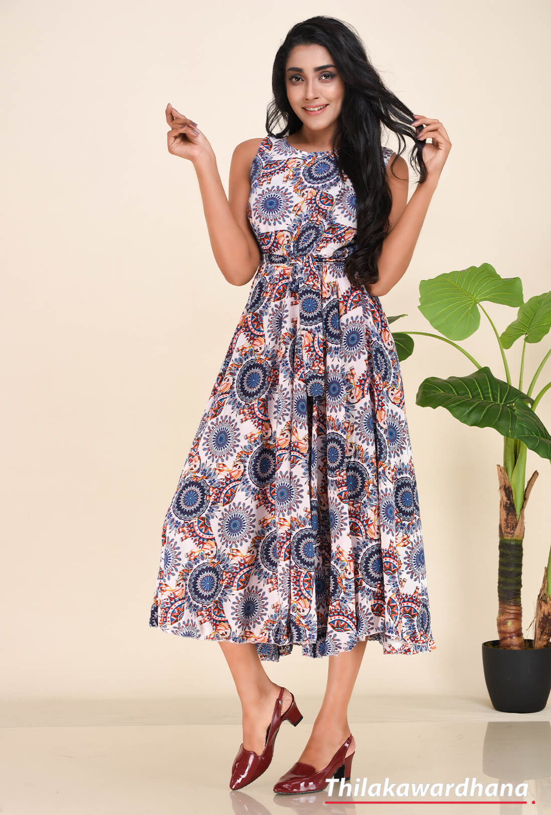 Sleeveless Printed Dress – Thilakawardhana