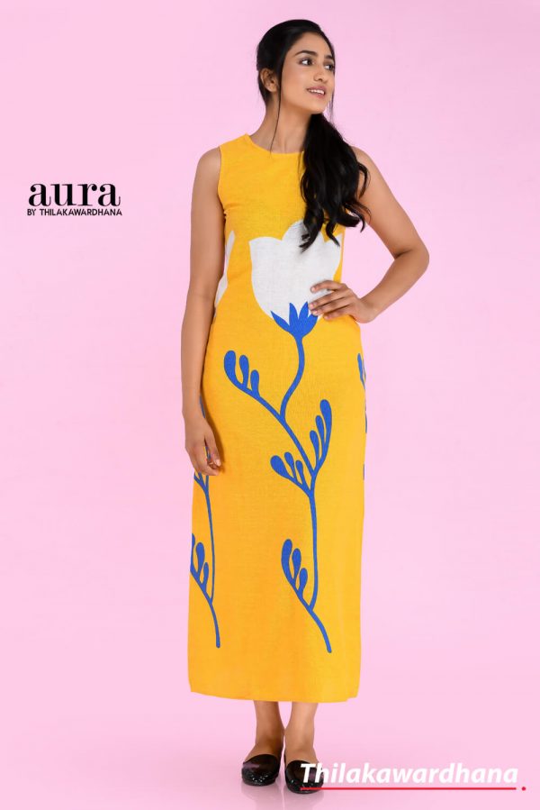 TW10605-Sleeveless-Printed-Linen-Dress-Thilakawardhana-Sri-Lanka