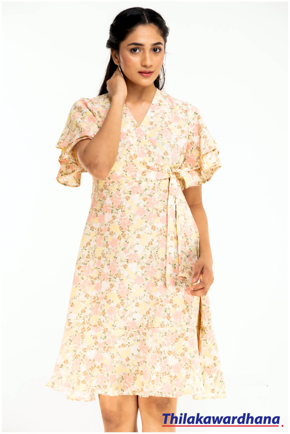 Frilled Sleeve Printed Dress – Thilakawardhana