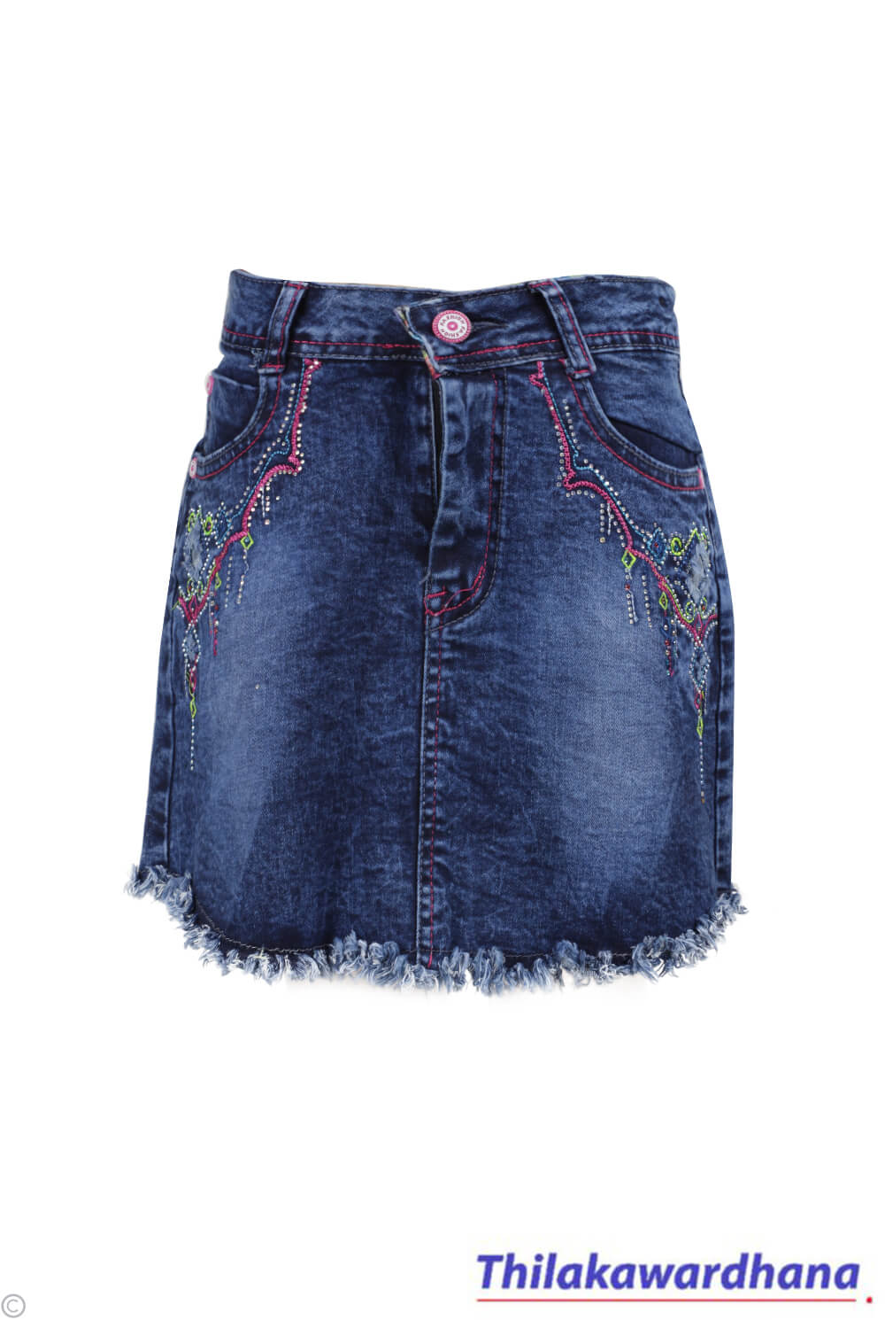 Girl’s Embroidered Denim Skirt – Thilakawardhana