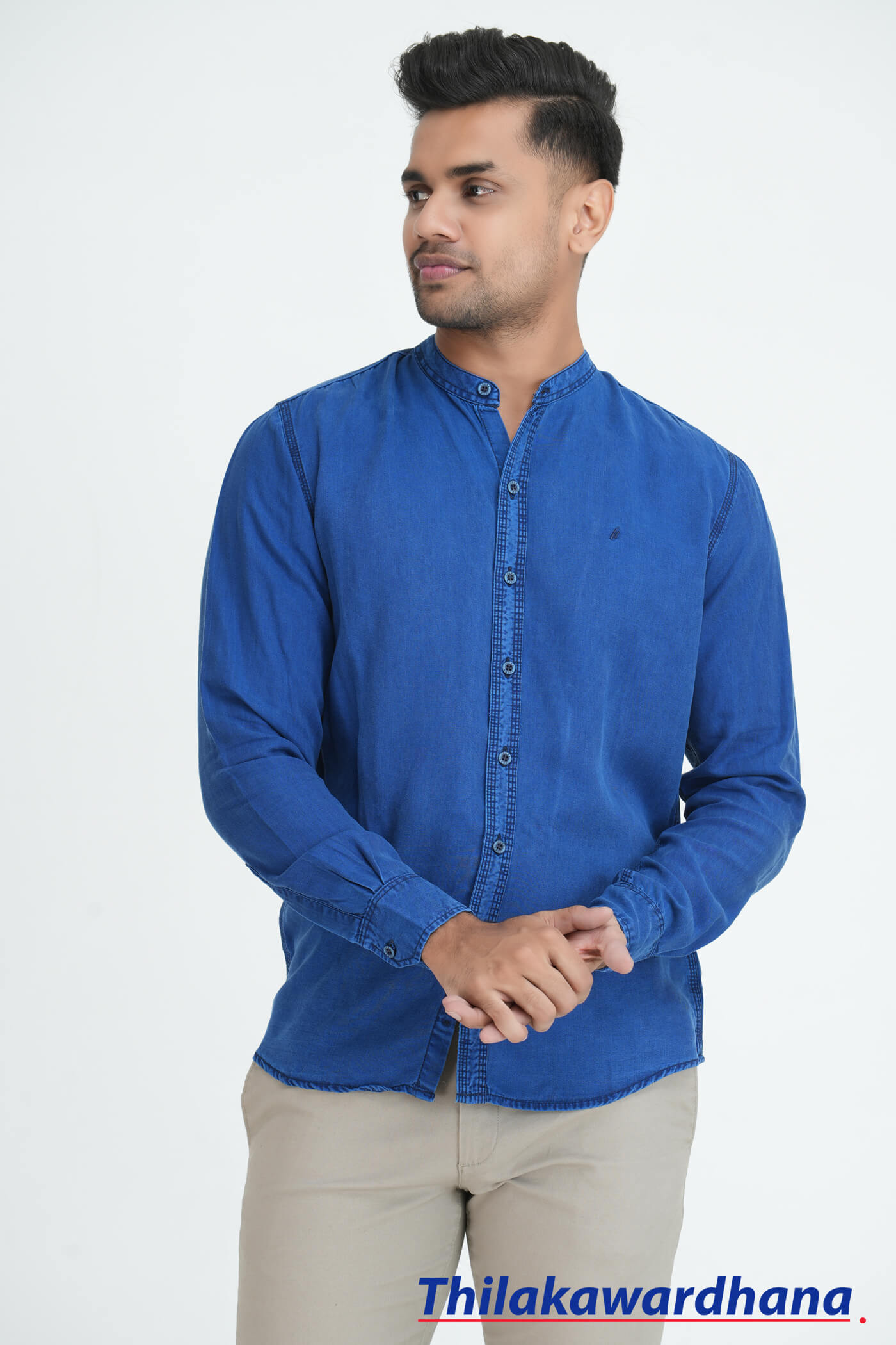 iQ2 Long Sleeve Chinese Collared Shirt – Thilakawardhana