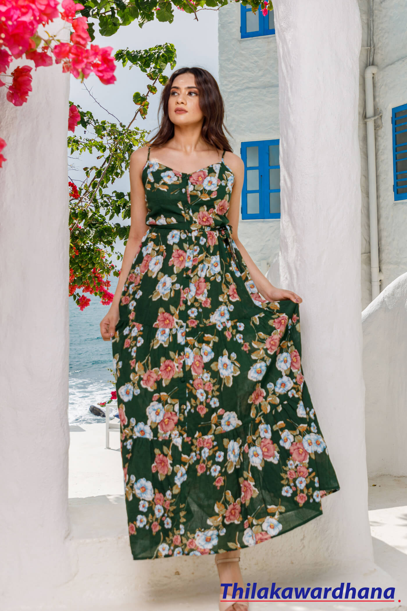 Strappy Floral Printed Maxi Dress – Thilakawardhana